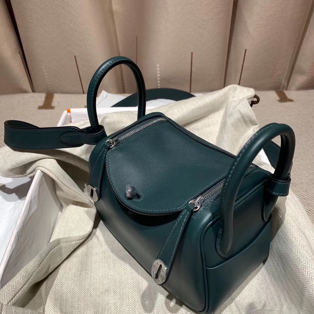 에르메스 미니 린디백19 그린 은장